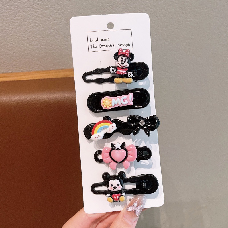 Clips para el cabello de los niños Mickey Minnie niños divertidos lindos clips para el cabello de dibujos animados suave dulce versátil clips laterales para las niñas joyas para el cabello