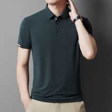 跨境外贸商务男POLO衫纯色亲肤速干面料夏季男款上衣修身翻领T恤
