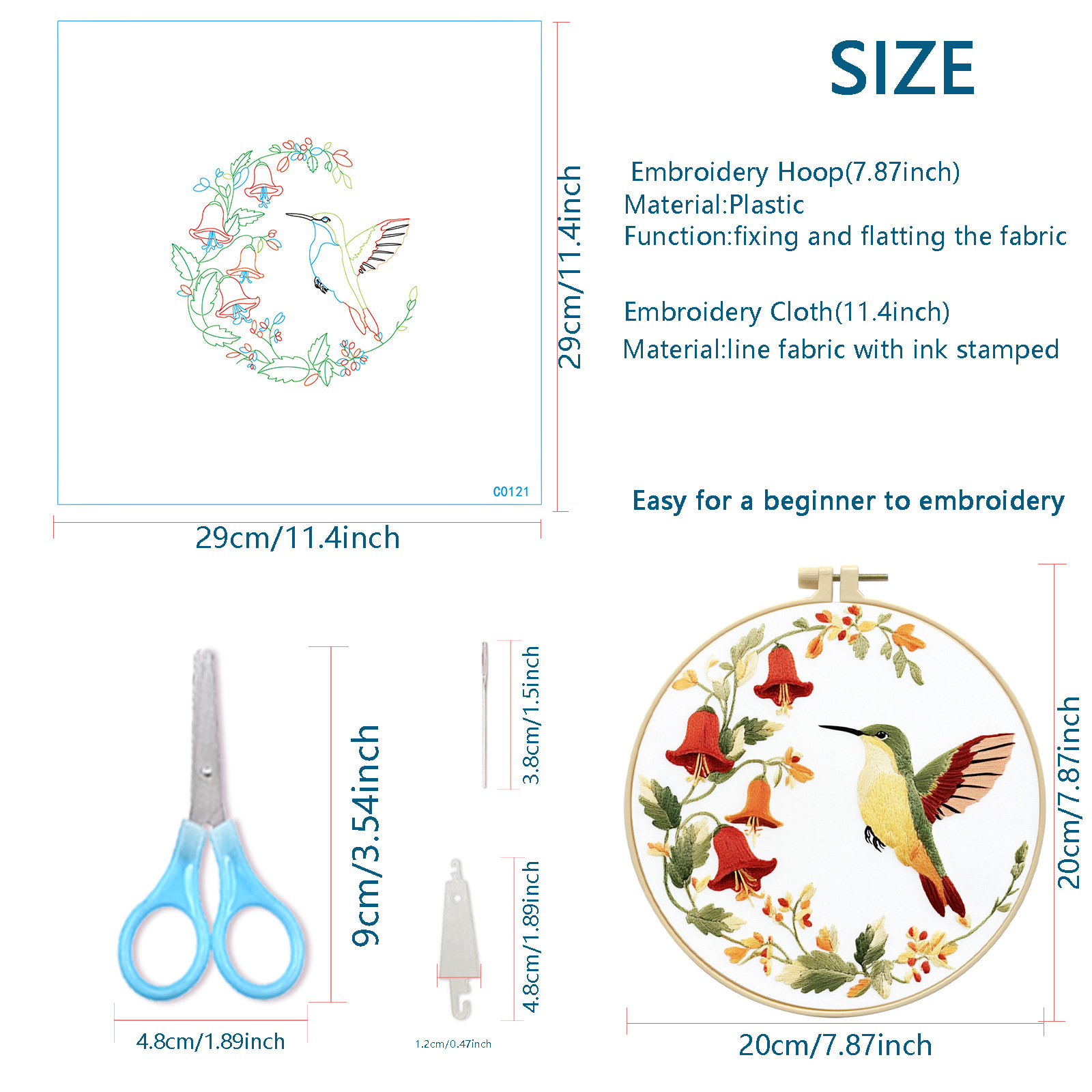 Nuevo paquete de material de bordado transfronterizo diy colibríes y orquídeas de campana simple estética kit de bordado para principiantes al por mayor