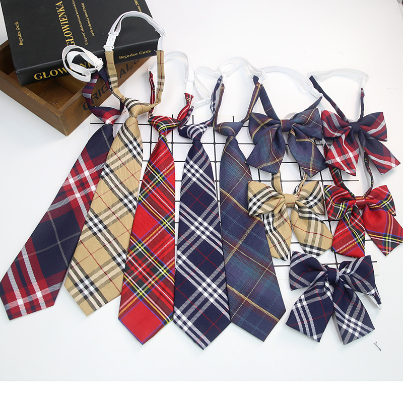 Casual Plaid-Free Tie Student School Uniform Tie Set Bow Tie Collar Flower Accessories Clothing