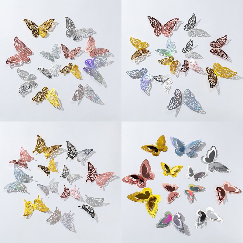 3D estereoscópico mariposa pared pegatinas decoración de alta sensación autoadhesiva casera diseño festivo de bodas caseras pegatinas creativas festivas