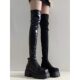 Over-the-Knee Boots Women's Thick-soled Elastic Boots High Boots 2024 New Spring and Autumn Slimming Long Boots for Small Men