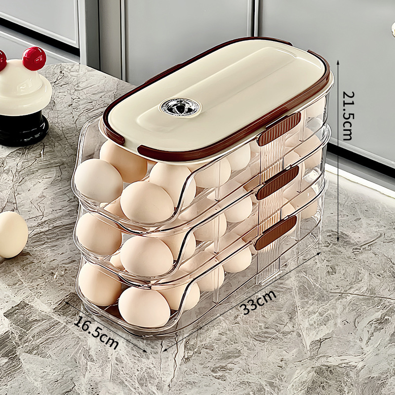 Caja de almacenamiento de huevos rodante para cocina, apertura inclinada creativa de varias capas, soporte automático especial para huevos en la puerta lateral del refrigerador, caja de conservación.