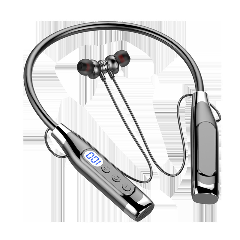 新型の無線のbluetoothのイヤホンは首の式のデジタル表示の重低音のゲームのk歌の運動のイヤホンを掛けて耳の式の大きい電池に入ります。|undefined