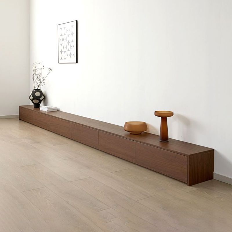 Tv Cabinet Floor-Standing Mid-Century Style Ultra-Narrow Living Room Tv Cabinet Solid Wood Ecological Board Long Strip Floor-Standing Cabinet