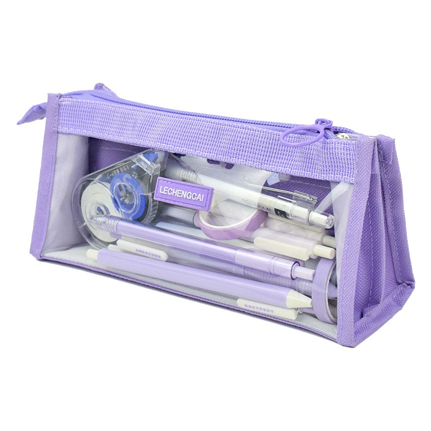 ins estuche de lápices transparente de seis capas de gran capacidad para estudiantes de secundaria y estudiantes de primaria, estuche de lápices de aspecto alto, bolsa de papelería transparente simple