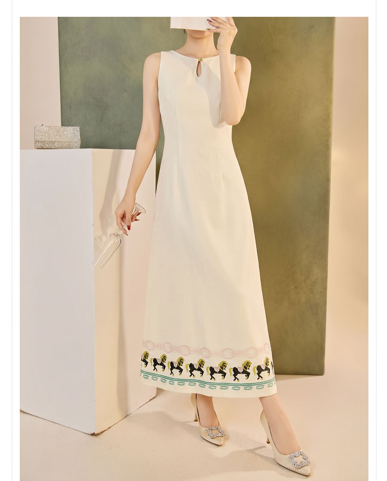 Đầm maxi nữ thêu tay phong cách Trung Quốc Guofeng, thiết kế không tay, dáng dài mùa hè — váy liền chi tiết 8