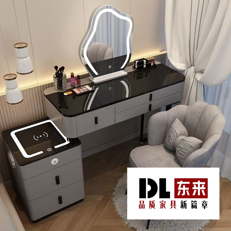 Smart Dressing Table Wireless Charging Light Luxury Nordic Bedroom Dressing Table Modern Simple Multi-Functional Princess Dressing Table