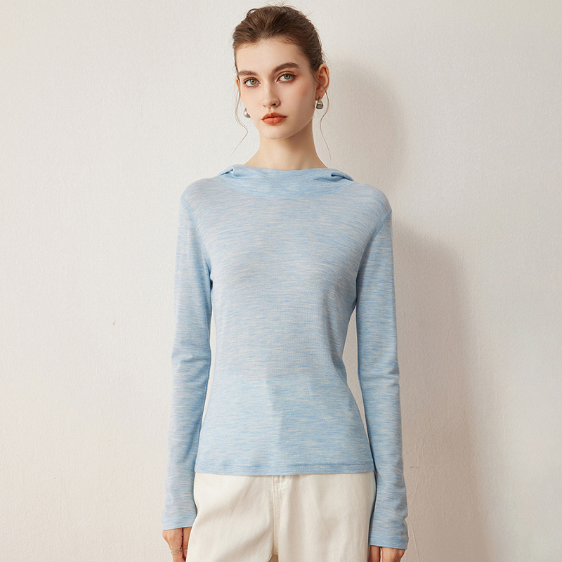 Merino fine-spun pure wool sweater, 2026 autumn new women's hooded base shirt, elegant style solid color pullover sweater