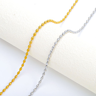 Cross-Border Stainless Steel Necklace Plated with 18K Gold Simple Bean Bead Necklace Plain Chain Fashionable Non-Fading Titanium Steel Jewelry