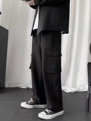 Men's Summer Work Pants Korean Style Trendy Straight Leg Loose Wide Leg Pants Instagram Hong Kong Style Fashion Brand Spring and Autumn Casual Long Pants