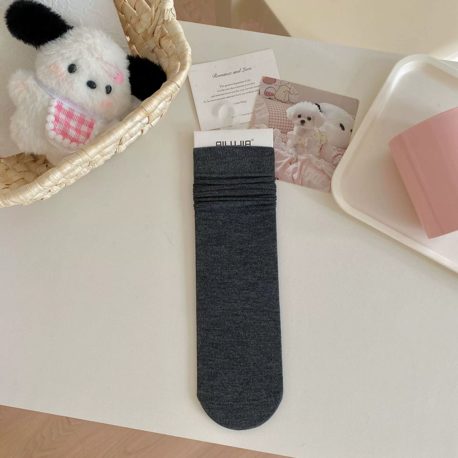 Summer thin cotton knee socks, mid-length