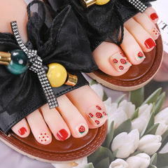 假指甲穿戴甲腳指甲貼片美甲貼可拆卸草莓假指甲成品可拆卸24片
