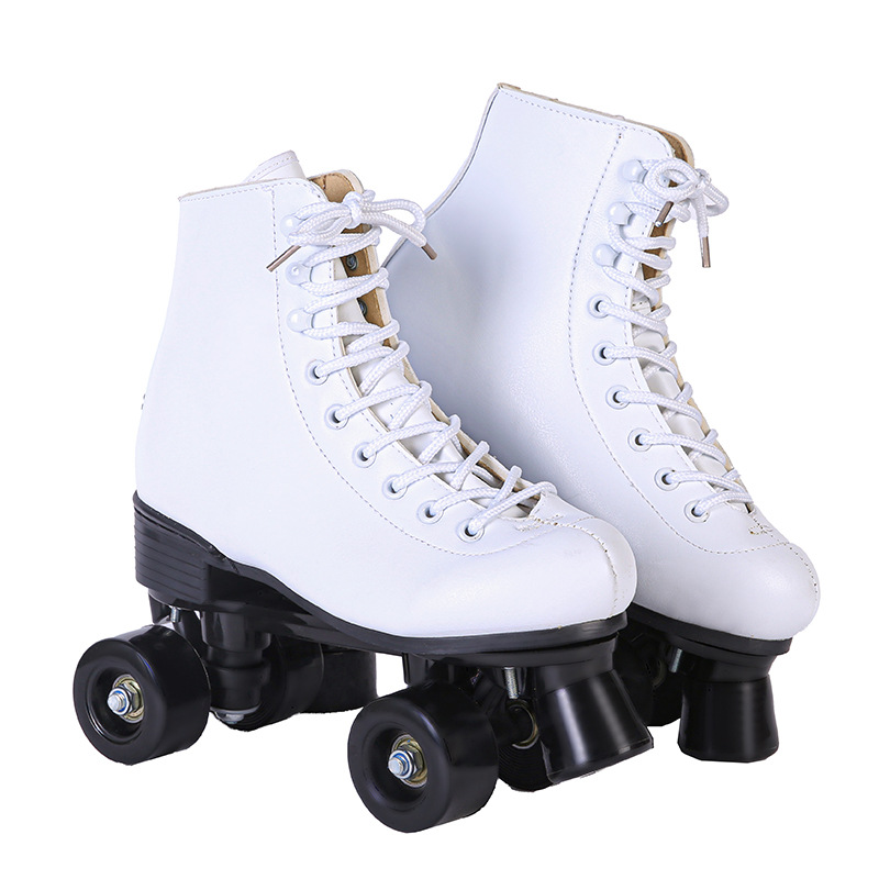 Patines de doble fila patines hebilla con patinaje de velocidad negro universal doble rueda con ruedas polea de cuatro ruedas patines brillantes