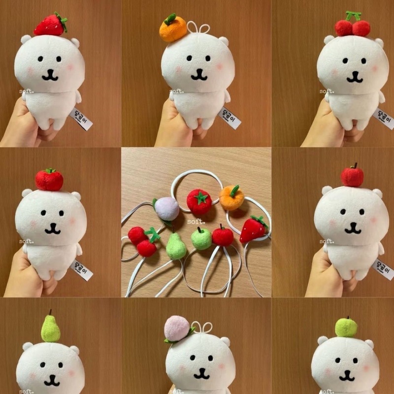 自虐的なクマのミニフルーツヘッドバンド 10 センチメートル手作りベビー服アップルかわいい帽子綿人形|undefined