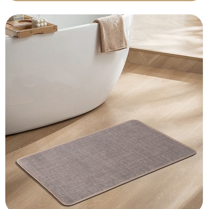 Linen Bathroom Non-Slip Mat, Quick-Drying Foot Mat, Toilet Entrance Mat, Bathroom Floor Mat, Absorbent and Washable