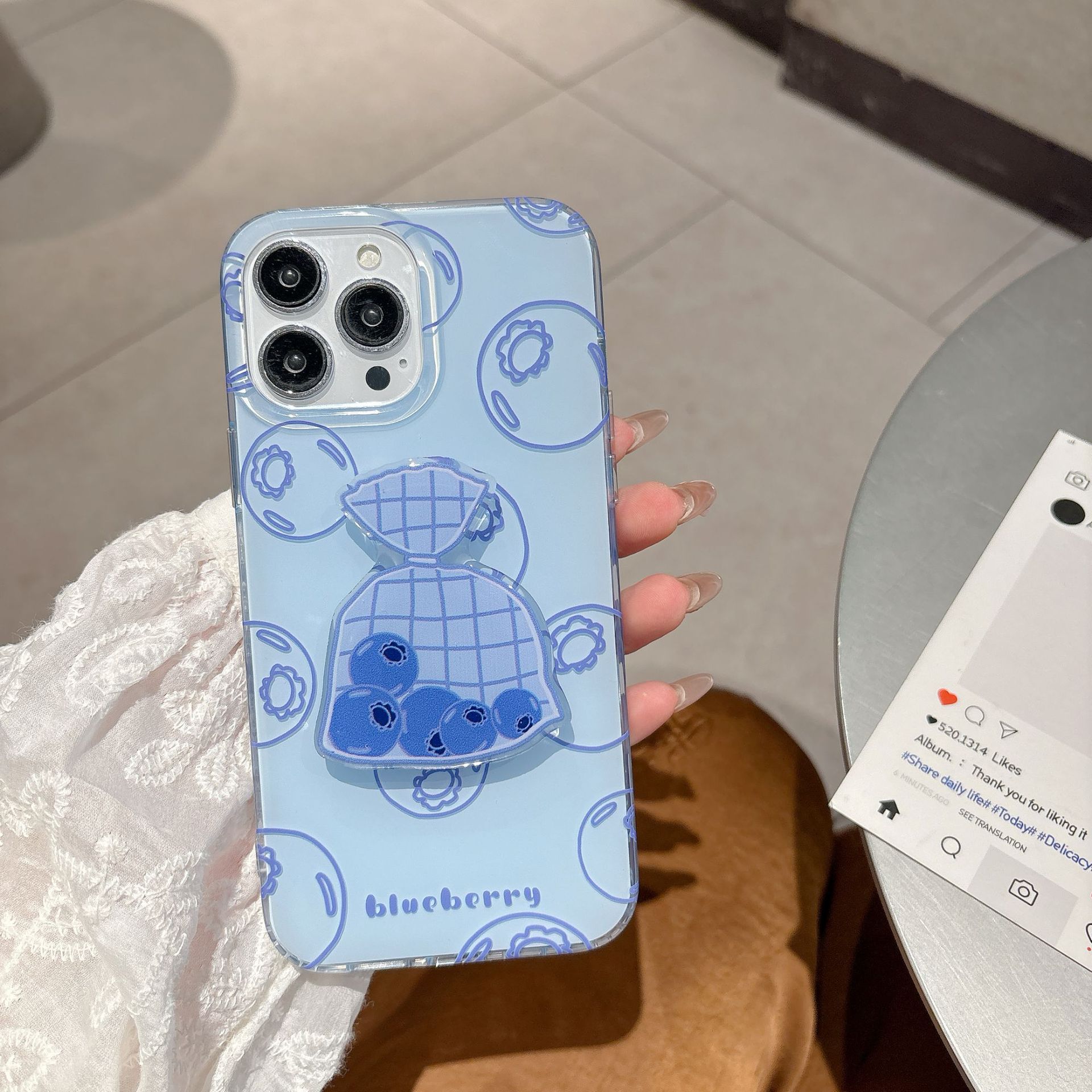 Divertido bolso de compras arándano apple 16ProMax funda para teléfono móvil 15Pro fruta 14/13 soporte 15PM hembra