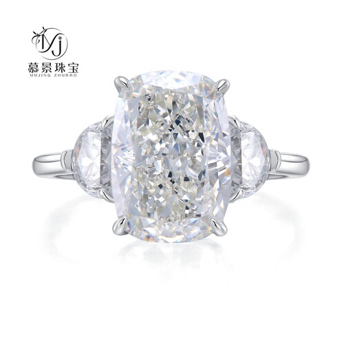 Mujing Jewelry  new style 925 silver 9*13 white G color pigeon egg high carbon diamond ring fashionable simple ring ring