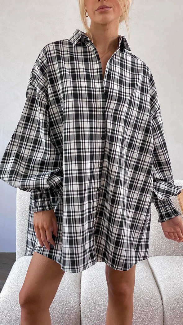 291g Weight Long Sleeve Sleeve Length Single Breasted Placket Type Bishop Sleeve Sleeve Type Spandex, Polyester Fabric Type Long Top Length Blouse Tops Type Daily Occasion Shirt Collar Neckline Loose Fit Type Plaid Pattern Winter, Autumn Season Women's Gender Printing, Pocket Design Streetwear Style Wholesale Women's Streetwear Plaid Long Sleeve Printing Pocket Blouses 8