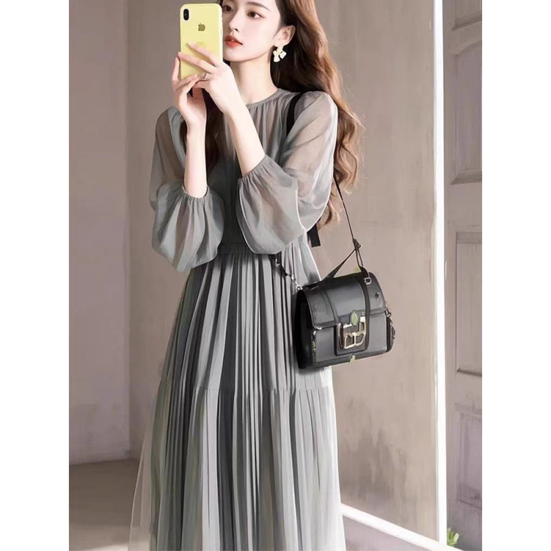 Summer French-Style Unique and Elegant Long Dress for Women 2026, High-End, Dignified, Gentle, and Graceful Green Dress
