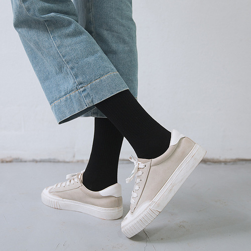 Spring and summer trendy Korean mid-calf socks for women, college style, Japanese solid color pile socks, versatile and comfortable socks for all seasons
