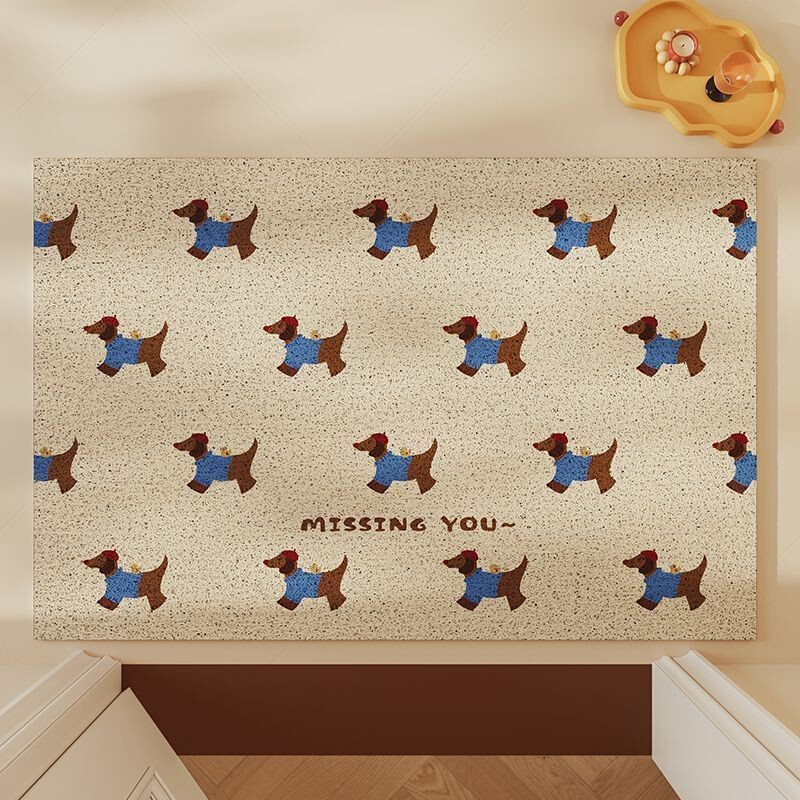 Entrance Floor Mat High-grade Cartoon Dachshund Dog Silk Ring Non-slip Floor Mat Entrance Mud Scraping Soil Tailable Floor Mat