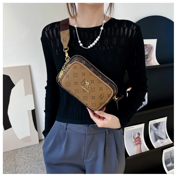 Nuova borsa da donna di alta qualità, borsa da donna retrò transfrontaliera, borsa da donna con stampa alla moda, borsa a tracolla singola, piccola borsa quadrata, borsa a tracolla, borsa sul petto_voghion.com