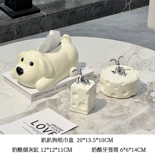 [Milk White] paper towel box+cheese ashtray+cheese dental visa cylinder