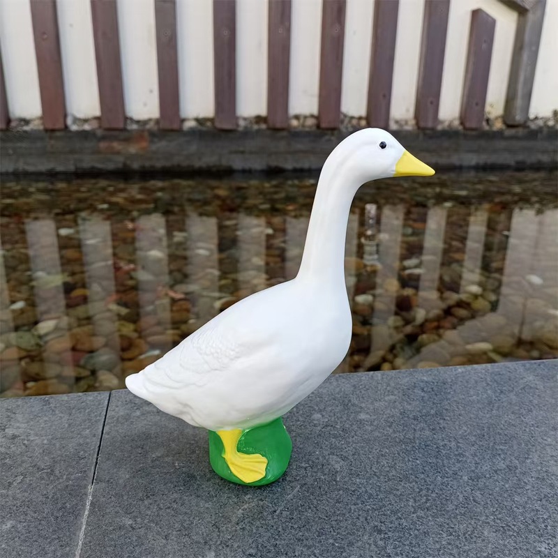 新しい 18 センチメートル白いガチョウの装飾品樹脂像工芸品家庭菜園庭池研究デスクトップ白いガチョウ|undefined