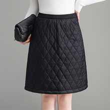 加厚羽绒棉短裙女秋冬季松紧腰简约一片式口袋半身裙保暖护臀裙子