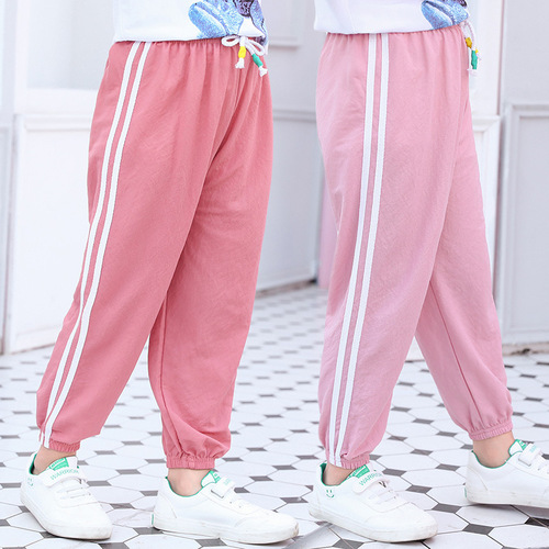 Children's Anti-mosquito Pants Summer  New Girls' Sports Pants Nine-Point Pants Korean Style Children's Clothing Medium and Big Children's Pants Wholesale