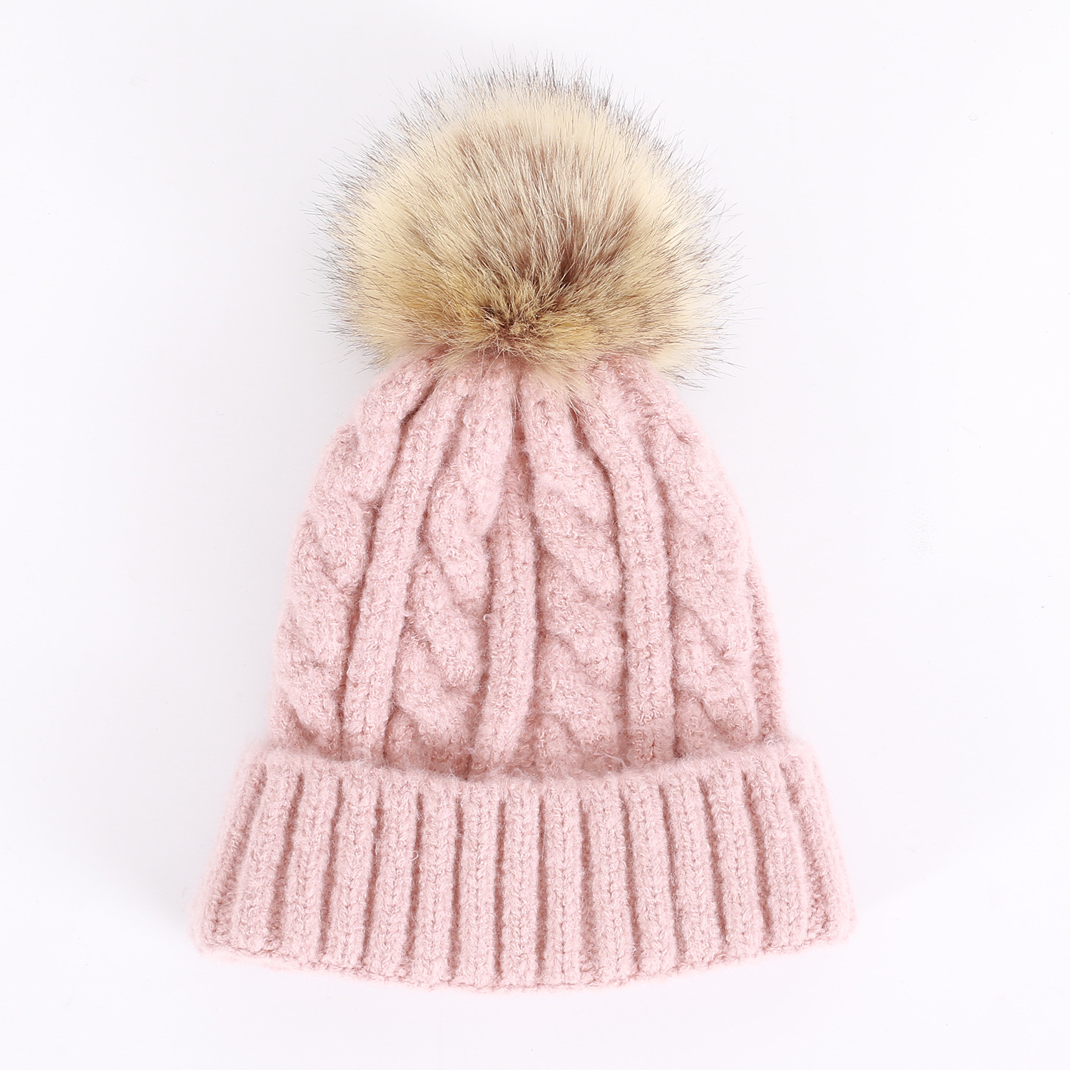 Gorro de lino grueso con patrón de una sola capa para mujer, versión coreana, tejido de Cachemira de mezcla de color sólido para otoño e invierno_voghion.com