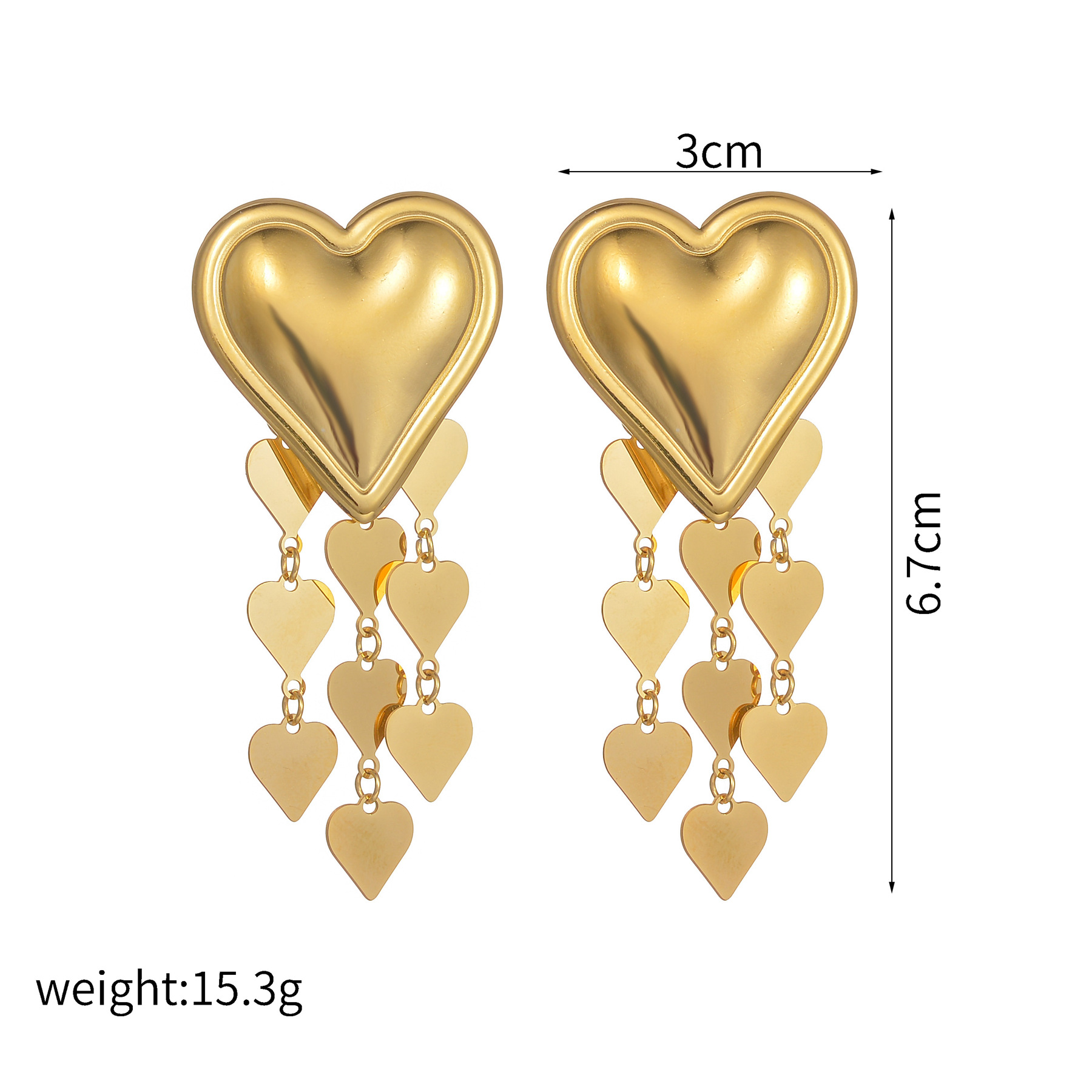 9g Weight PVD Coated Gold Plating Process 201 Stainless Steel Ear Needle Material 18K Real Gold Plated Plating Material Stone-Free Inlay Material Drop Earrings, Ear Studs Classification 1 Pair Quantity Daily Occasion 201 Stainless Steel Material Heart Shape Pattern Women's Gender Retro, IG Style Style Mixed Metal, Plating Craft 1 Pair IG Style Retro Heart Shape Mixed Metal Plating 304 Stainless Steel Drop Earrings Ear Studs 17