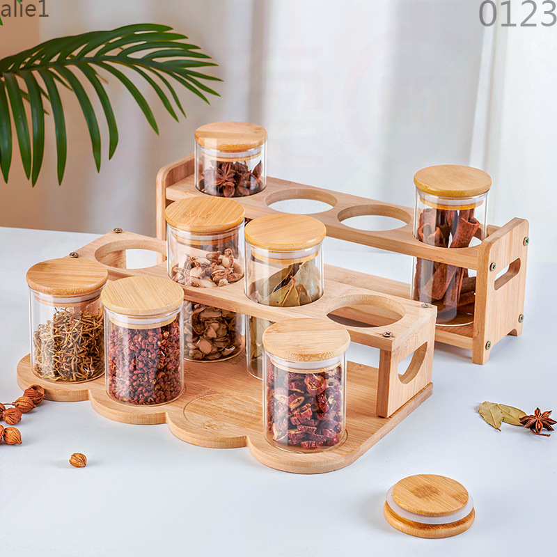 Caja de almacenamiento de especias Botella de condimentos de vidrio conjunto de combinación de cocina casera de pimienta frasco de sellado frasco condimento nuevo