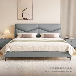 Solid Wood Bed with Tech Fabric, Italian Style Master Bedroom Single/Double Bed, Economical Thickened Soft Package, Modern and Simple 1.8m 1.2m