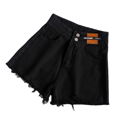 Women's High-Waisted Denim Shorts Summer Thin Version Korean Style Holey Loose Slimming Wide Leg A-Word Fringe Hot Pants Trendy Ins