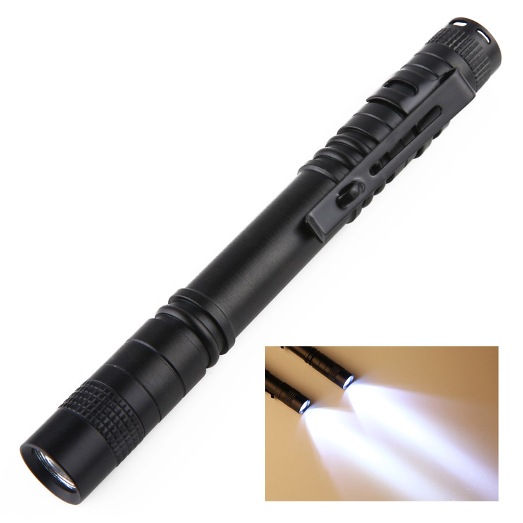 Cross-border aluminum alloy penlight, AAA battery-powered tactical pocket light, mini portable household LED flashlight