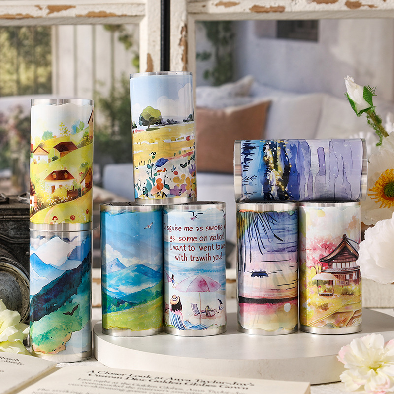 Nubes que fluyen y sombras serie pet tema de paisaje cinta de paisajismo caja de bricolaje material de decoración de cuenta manual cinta de collage