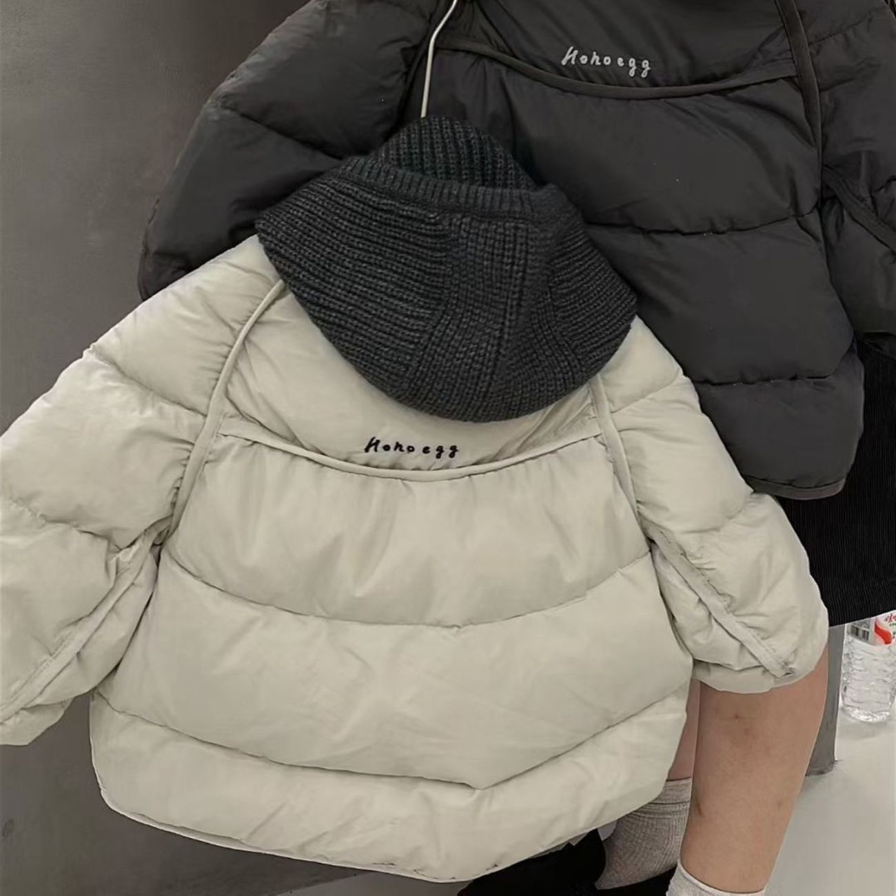 男童羽绒棉服2025新款冬季儿童时尚保暖加绒棉...灰色面包服棉服