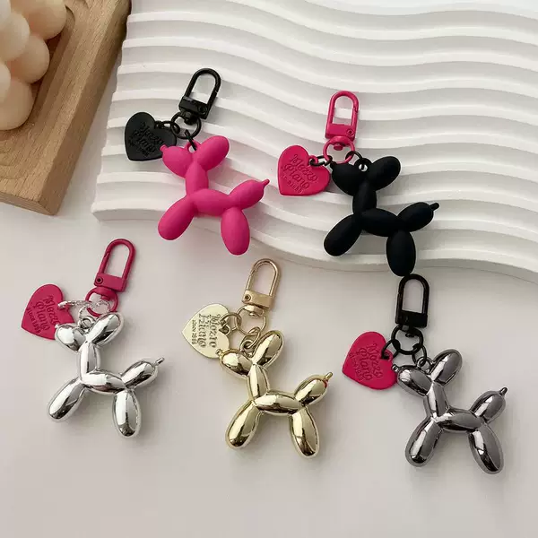 Ins Heart Balloon Dog Keychain Couple Keychain Niche Stylish Bag Pendant Dark Cool Female Bag Pendant
