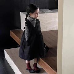 韩版童装女童夹棉连衣裙秋冬款洋气灰色堆堆领打底衫爆款套装外穿
