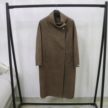 2024新款斜纹立领双面羊毛大衣韩系休闲过膝加加长款呢子外套冬季