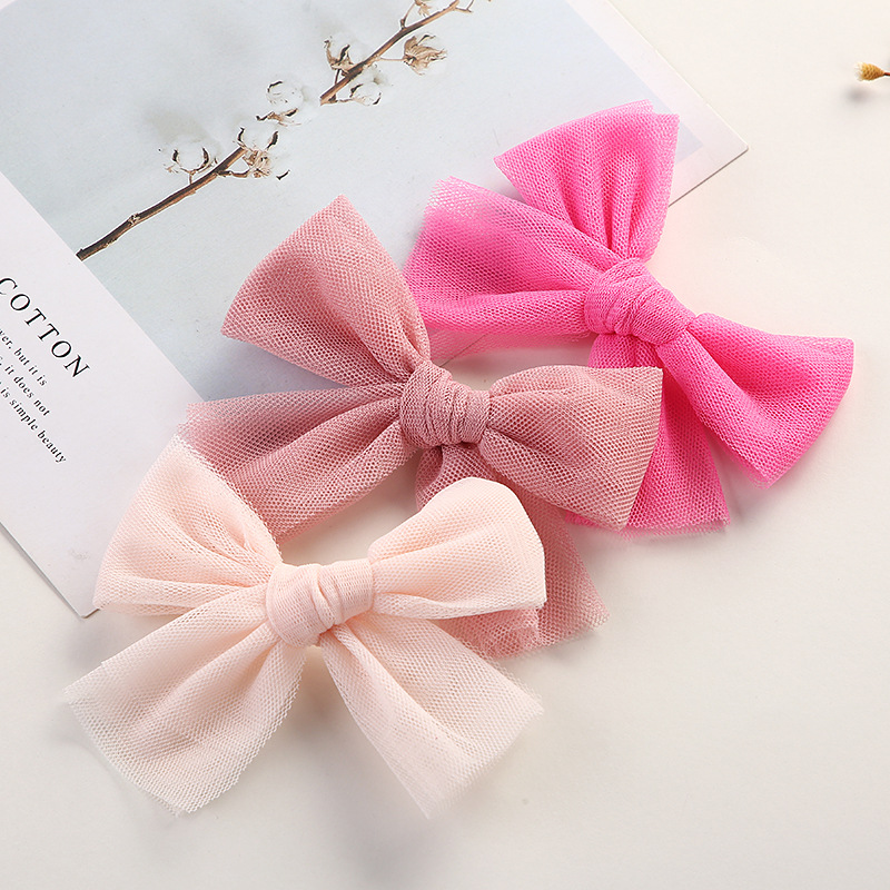 Summer Children's Hairpin Mesh Bow Pair Clip Hair Accessories display picture 4