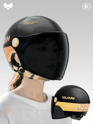 Motosiklet kaskı (dəbilqə): Men's and Women's Universal Four-Season - 3c-gilded-black-sun-protection-long-mirror-class-a-new-national-standard-one-size-fits-all