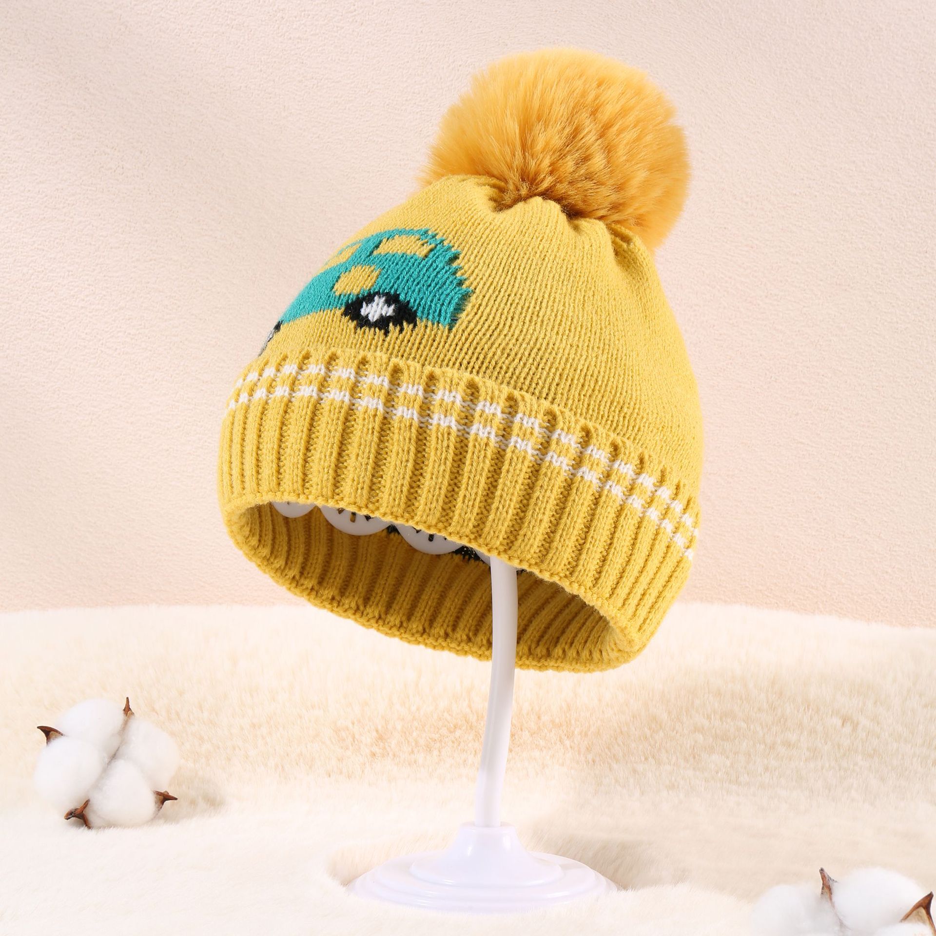 Basic Stripe Car Woolen Pom Poms Baby Clothes display picture 4