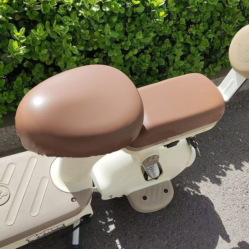 cubierta de cojín de automóvil eléctrico a prueba de agua, protección solar, cuero elástico PU todo incluido, cubierta de asiento de bicicleta eléctrica resistente al desgaste universal para cuatro estaciones