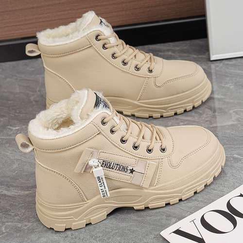 Hot-selling women's snow boots—new winter style, fleece-lined and thickened Martin boots, waterproof and non-slip, warm cotton shoes for Northeast China.