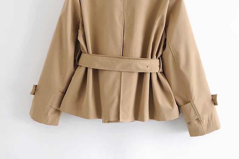 Suit Collar Waist Belt Short Trench Coat NSAM20621