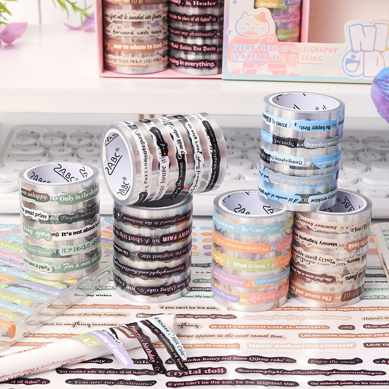 Pegatinas transparentes impermeables de cinta adhesiva pet cubierta caja diy diario pegatinas retro transfronterizas pegatinas inglesas