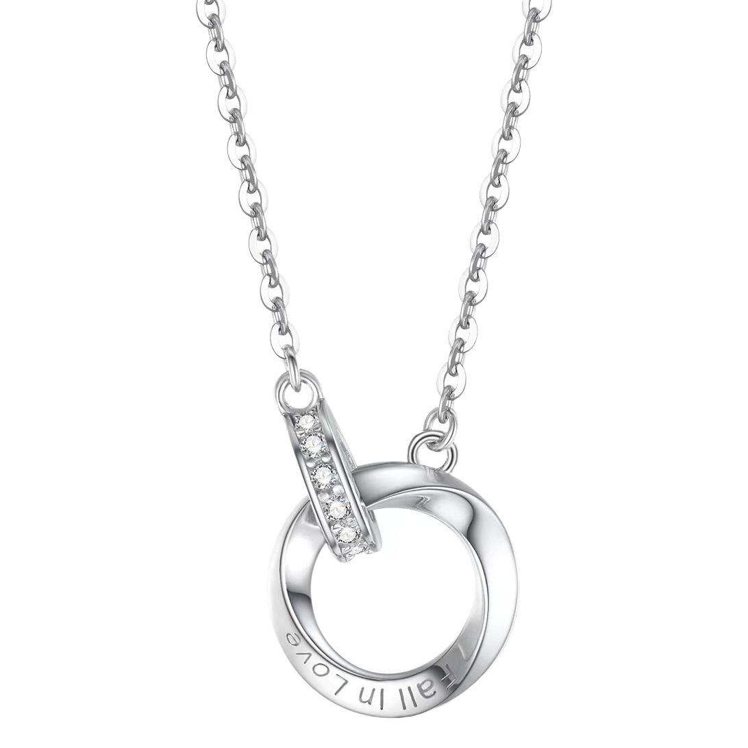 Mobius anillo S925 plata esterlina parejas collar mujeres nueva luz colgante de lujo nicho clavícula cadena joyería al por mayor
